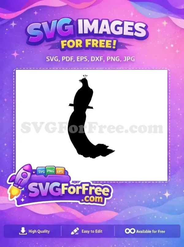 Free Perched Peacock Free Silhouette Black Bird Free SVG