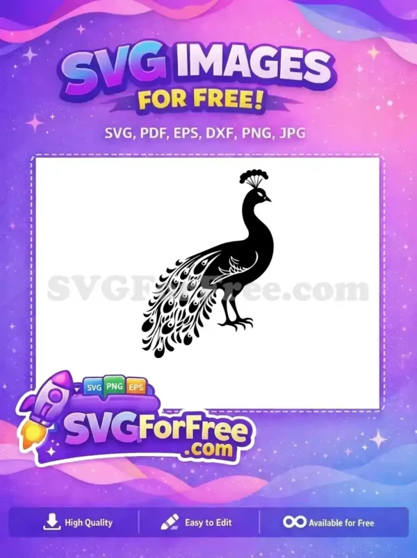 Free Detailed Tail Feathers Free Standing Bird Peacock Free SVG