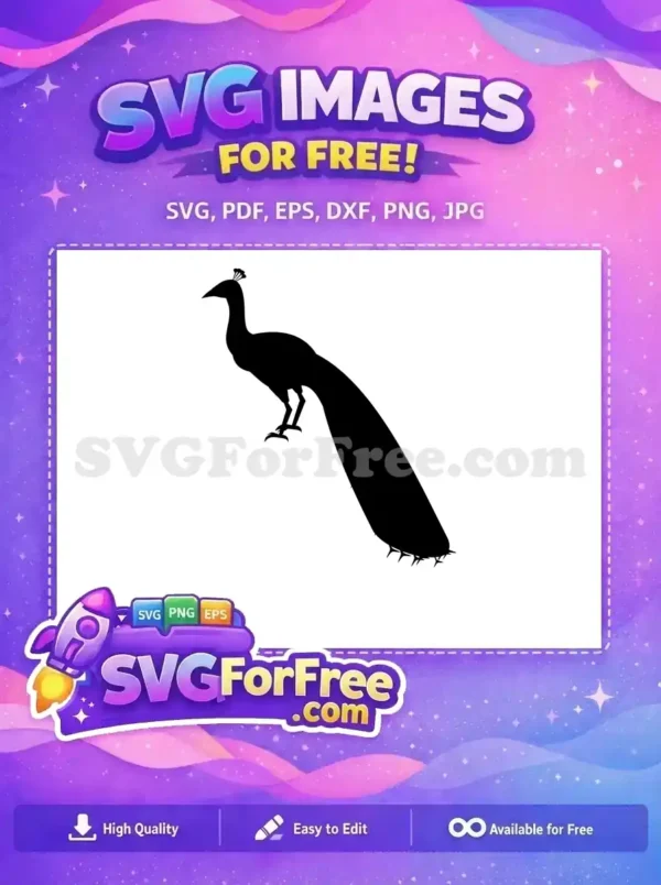 Free Stately Pose Free Black Silhouette Peacock Free SVG