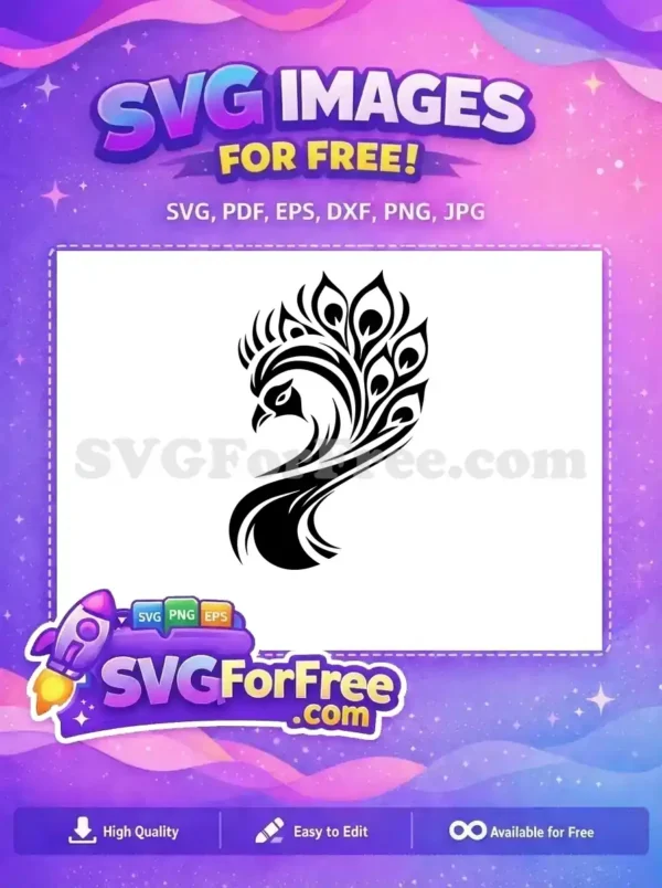 Free Elegant Feathers Free Exotic Bird Silhouette Free SVG