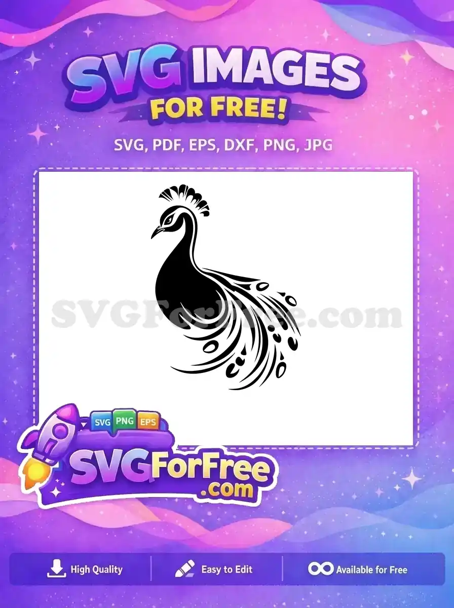 Free Feathered Crest Free Elegant Tail Peacock Free SVG