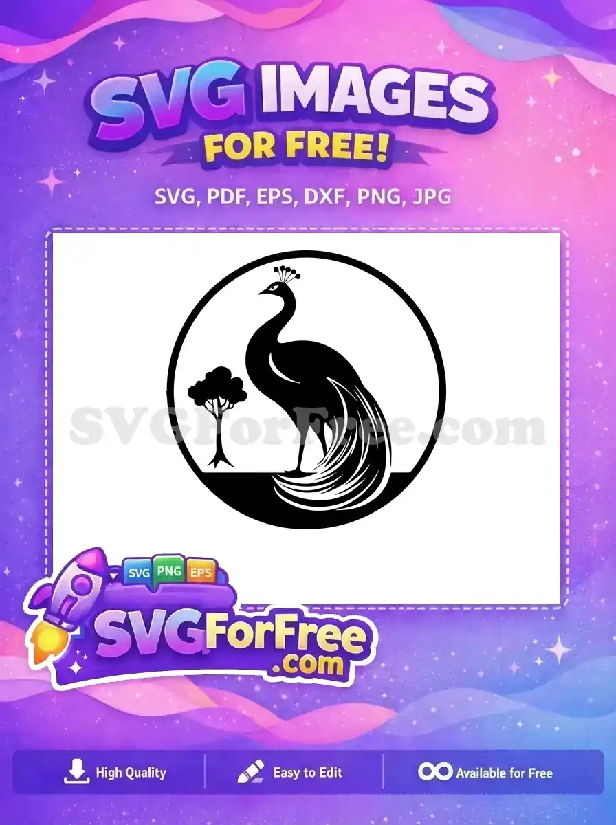 Free Tree Detail Free Peacock Silhouette Design Free SVG