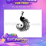 Free Curved Tail Free Feathered Crest Peacock Silhouette Free SVG - Instant Download