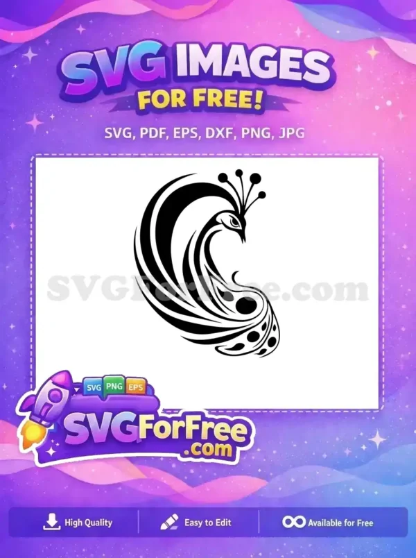 Free Intricate Tail Free Elegant Crest Peacock Silhouette Free SVG 2