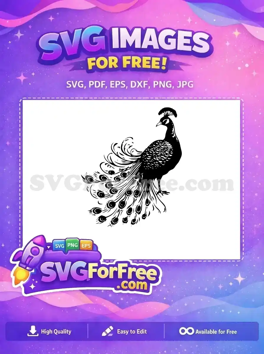 Free Detailed Tail Feathers Free Elegant Crest Peacock Free SVG 3
