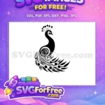 Free Black Peacock Silhouette Free Steampunk Detail Design Free SVG - Instant Download