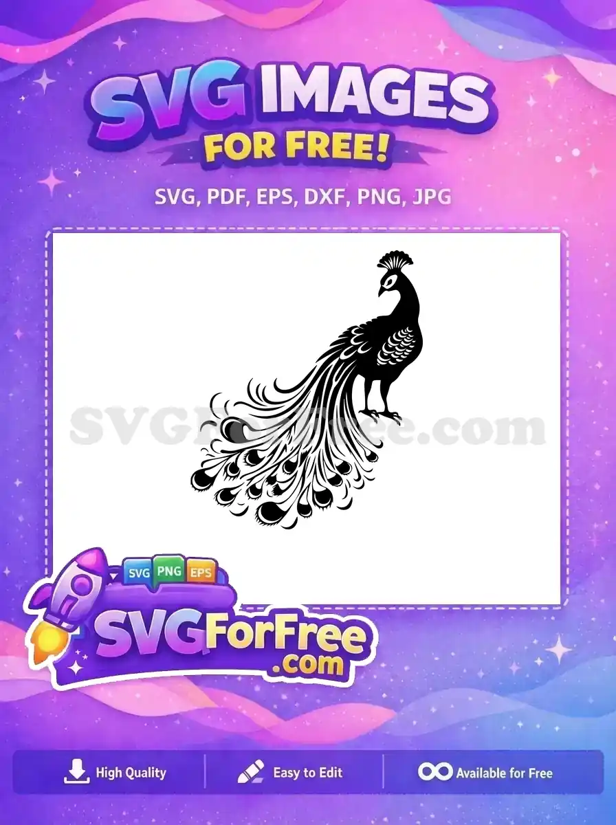 Free Detailed Tail Feathers Free Elegant Design Peacock Free SVG