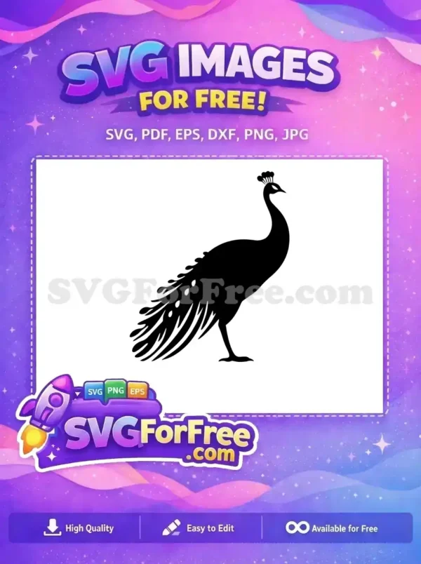Free Elegant Crest Free Detailed Tail Peacock Silhouette Free SVG 4 Free Elegant Crest Free Detailed Tail Peacock Silhouette Free SVG 4