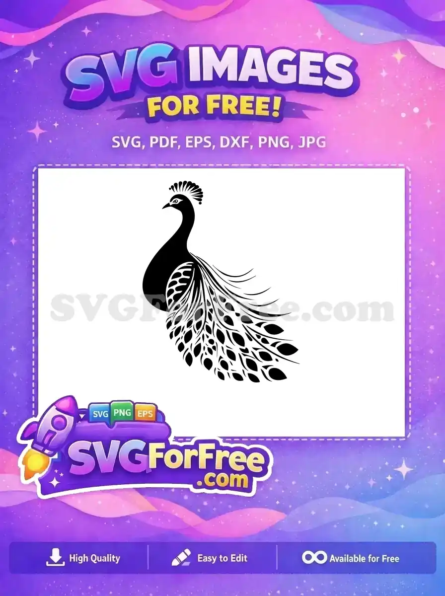 Free Intricate Tail Feathers Free Elegant Crest Peacock Free SVG
