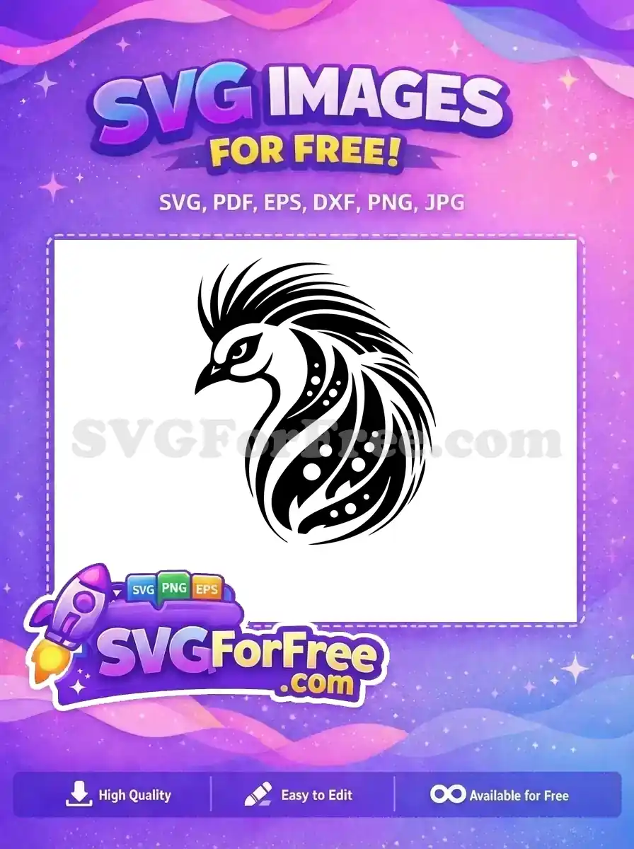 Free Detailed Crest Free Feathered Body Peacock Free SVG