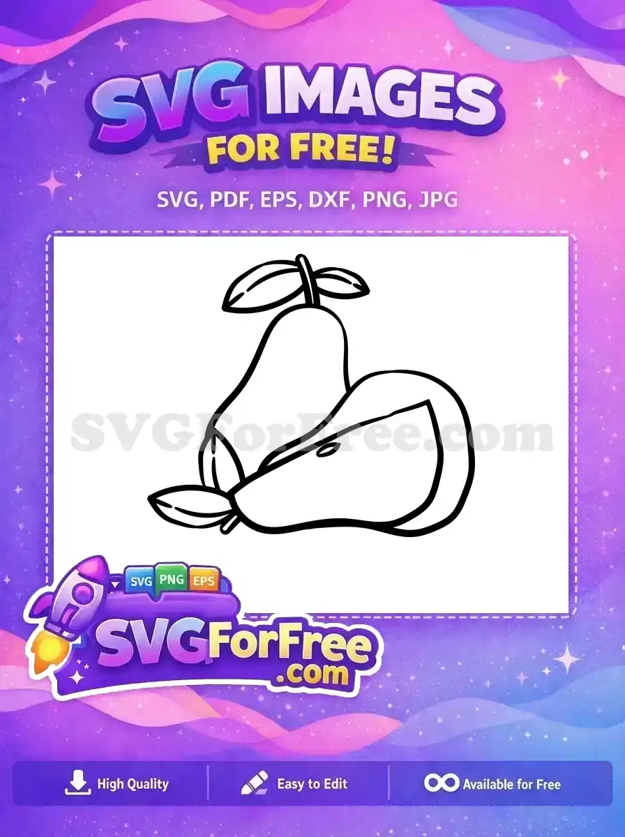 Free Pear Fruit Free Slice Pear Silhouette Free SVG