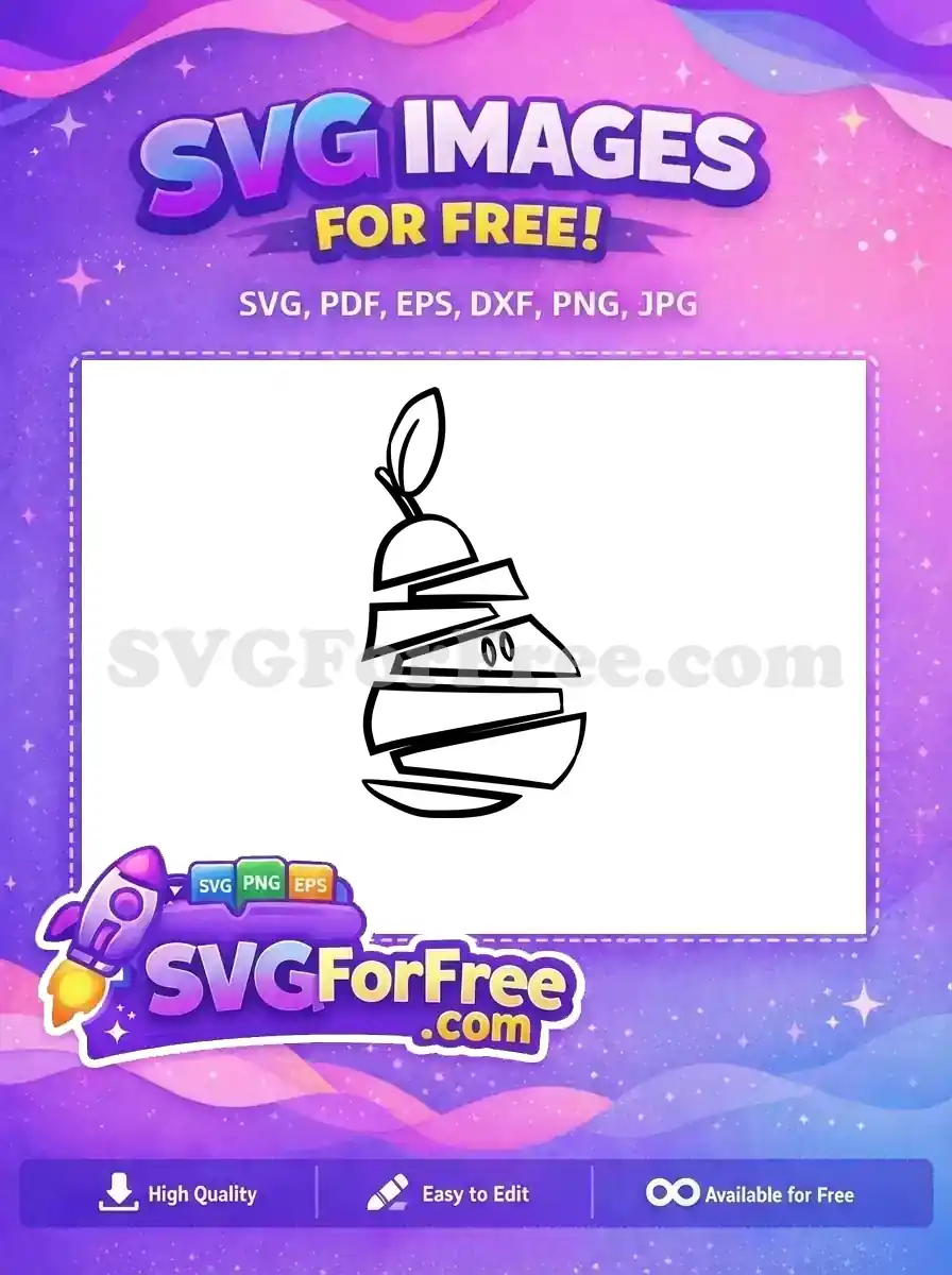 Free Sliced Pear Free Black Line Pear Free SVG