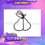 Free Two Pears Free Black Outline Fruit Free SVG - Instant Download