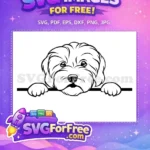 Free Cute Eyes Free Black Outline Peeking Dog Free SVG - Instant Download