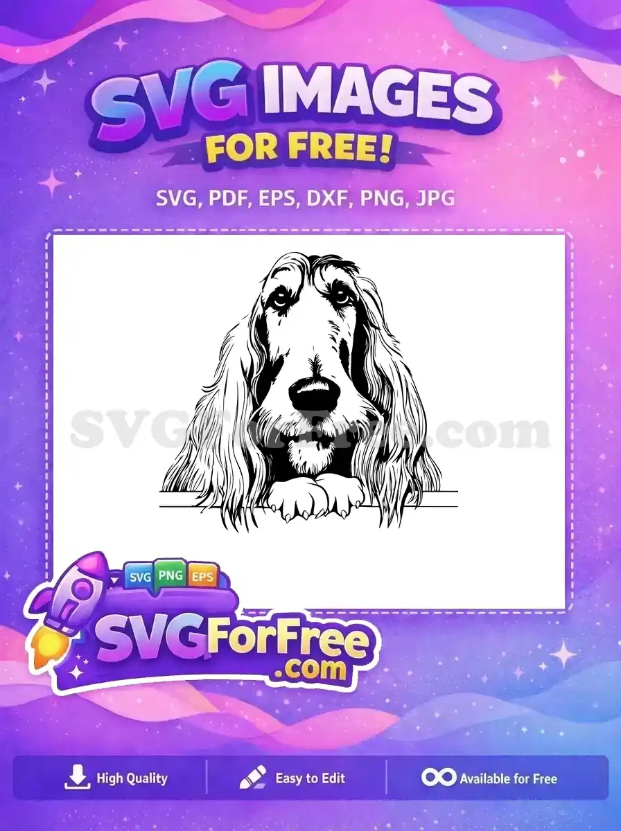 Free Afghan Hound Peeking Free Cute Dog Face Free SVG