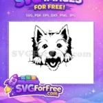 Free Cute Westie Free Dog Peeking Wall Free SVG - Instant Download
