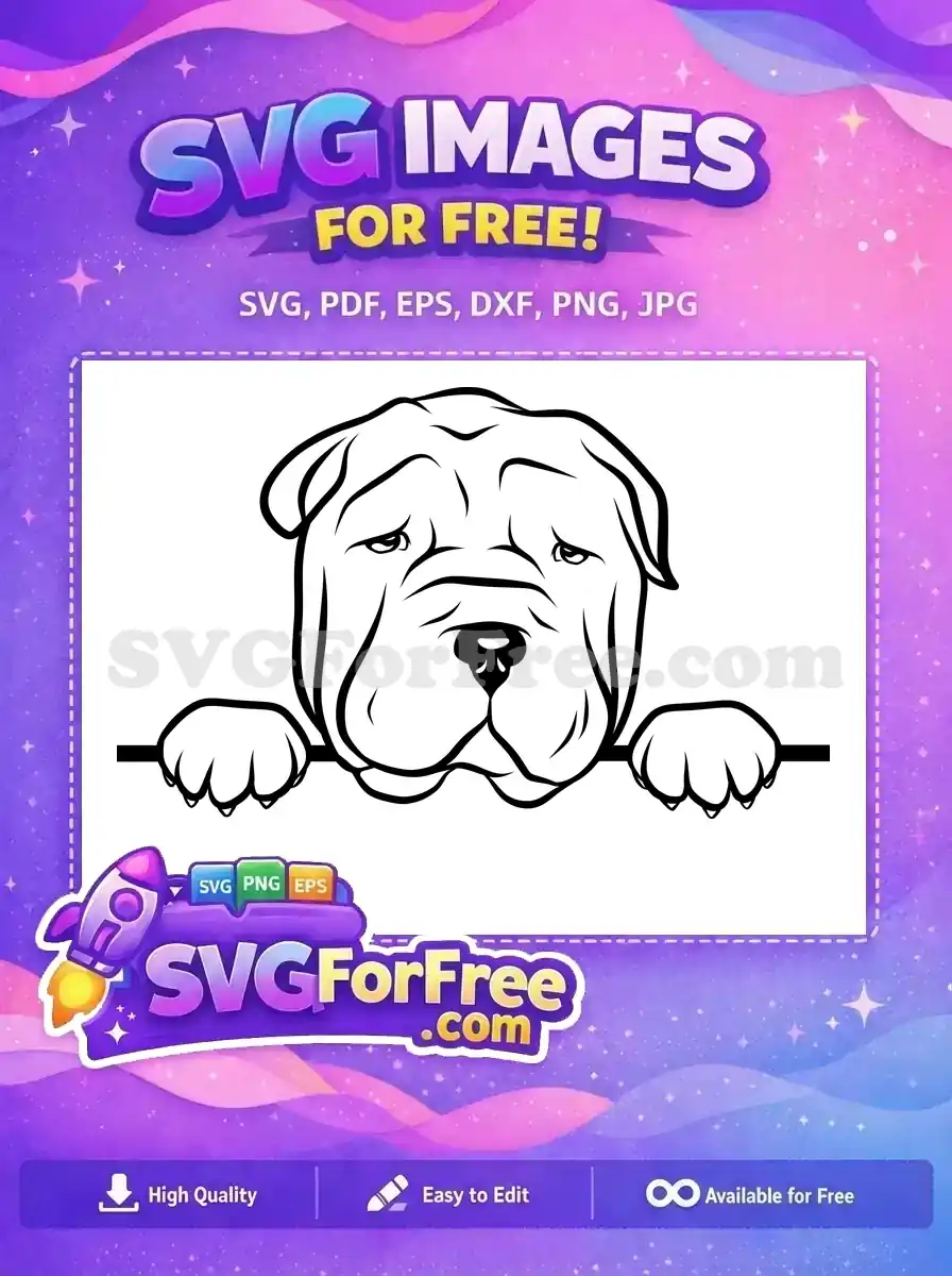 Free Sad Eyes Free Wrinkled Face Peeking Dog Free SVG