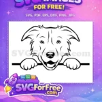 Free Smiling Puppy Free Peeking Dog Border Free SVG - Instant Download