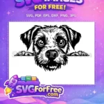 Free Detailed Fur Free Cute Eyes Dog Peeking Free SVG - Instant Download