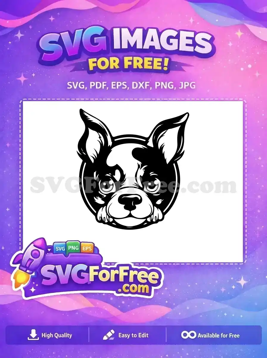 Free Boston Terrier Free Peeking Puppy Cute Free SVG