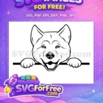 Free Smiling Puppy Face Free Peeking Over Fence Cartoon Free SVG - Instant Download