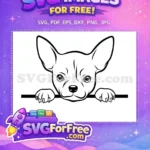 Free Chihuahua Puppy Face Free Peeking Dog Category 1 Free SVG - Instant Download
