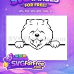 Free Smiling Chow Peeking Free Tongue Out Cute Free SVG - Instant Download