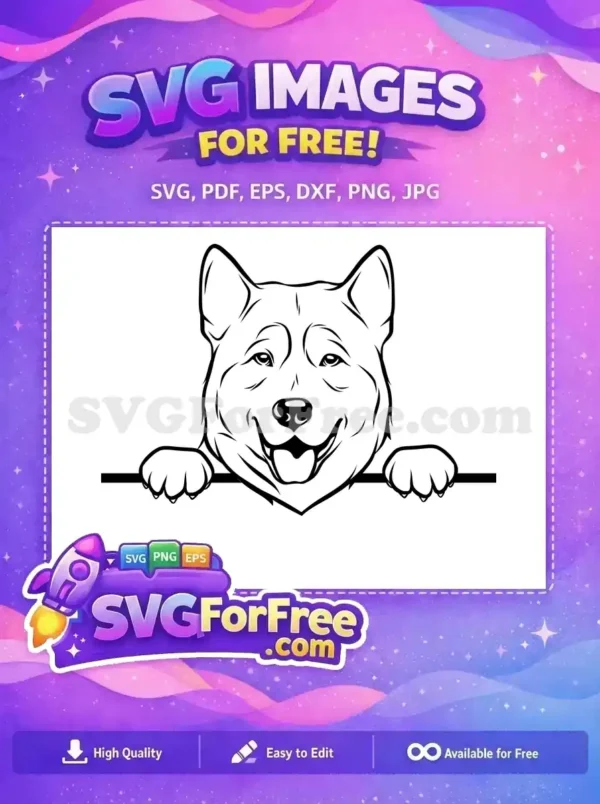 Free Smiling Akita Free Peeking Dog Cartoon Free SVG