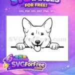 Free Smiling Corgi Face Free Peeking Dog Art Free SVG - Instant Download