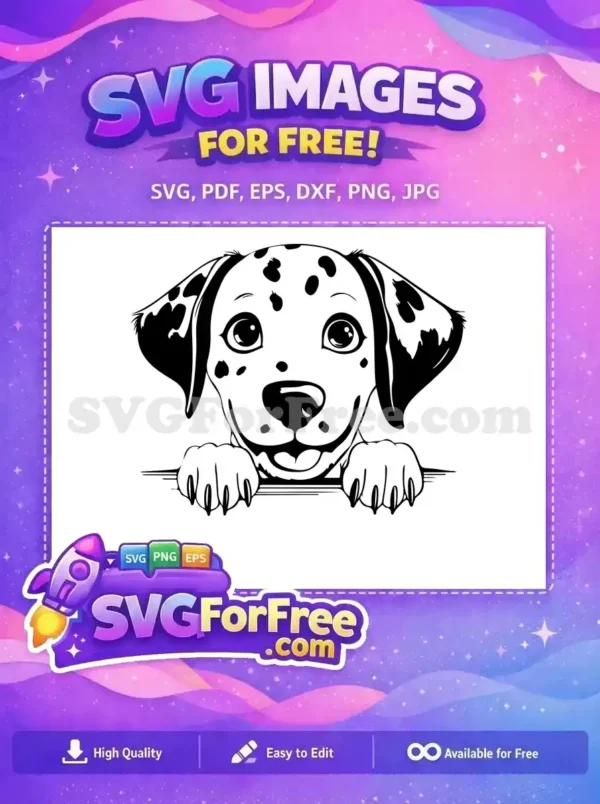 Free Spotted Puppy Free Peeking Dalmatian 101 Free SVG