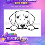 Free Cute Puppy Face Free Black White Line Peeking Free SVG - Instant Download