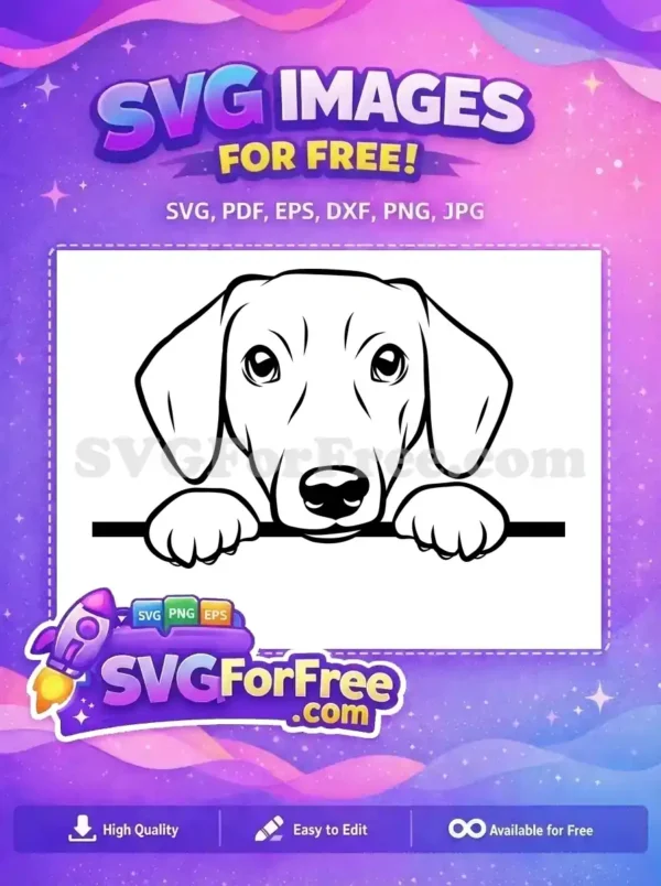 Free Cute Puppy Face Free Black White Line Peeking Free SVG