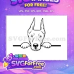 Free Doberman Outline Free Peeking Dog Silhouette Free SVG - Instant Download