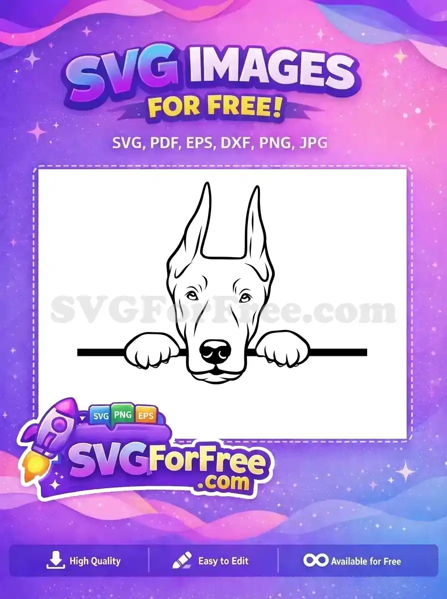 Free Doberman Outline Free Peeking Dog Silhouette Free SVG
