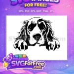Free Black White Markings Free Peeking Dog Portrait Free SVG - Instant Download
