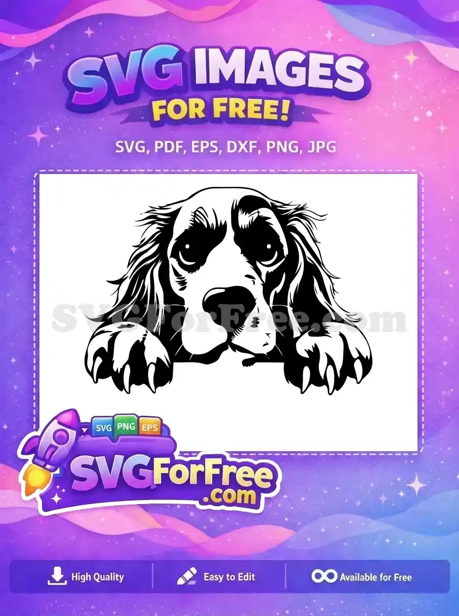 Free Black White Markings Free Peeking Dog Portrait Free SVG