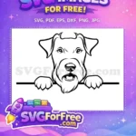 Free Smiling Dog Face Free Peeking Above Line Free SVG - Instant Download