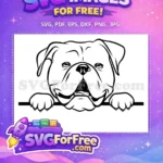 Free Cute Bulldog Free Peeking Dog Vector Free SVG - Instant Download