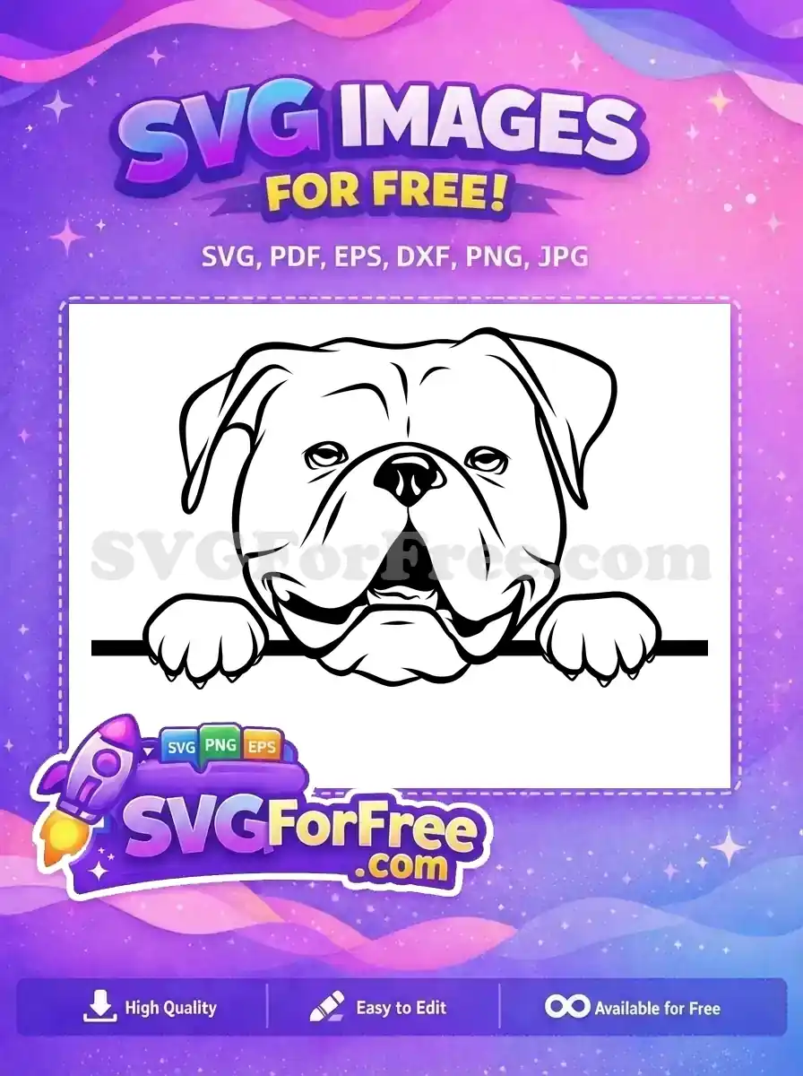 Free Cute Bulldog Free Peeking Dog Vector Free SVG