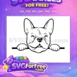 Free Cute Bulldog Puppy Free Peeking Dog Art Free SVG - Instant Download