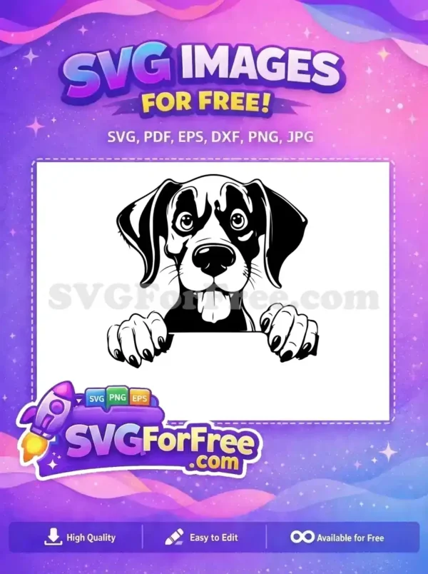 Free Cute Eyes Free Tongue Out Peeking Dog Free SVG 2