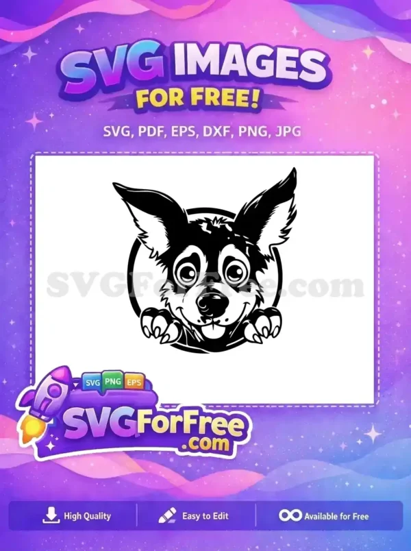 Free Smiling Puppy Free Peeking Dog Cute Free SVG