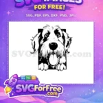 Free Fluffy Peeking Doodle Free Happy Tongue Out Dog Free SVG - Instant Download