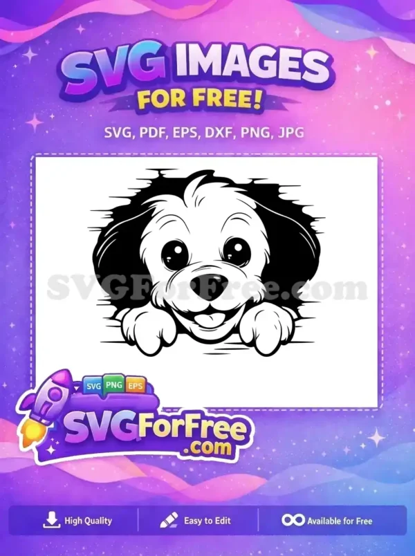 Free Happy Peeking Puppy Free Smiling Face Paws Peeking Dog SVG