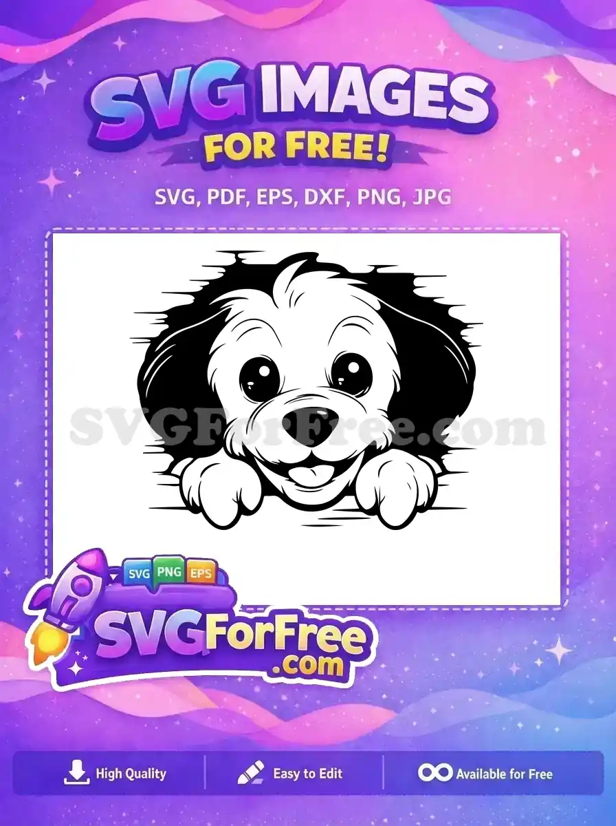 Free Happy Peeking Puppy Free Smiling Face Paws Peeking Dog SVG