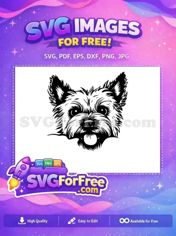 Free Cute Eyes Free Tongue Out Peeking Dog Free SVG 3