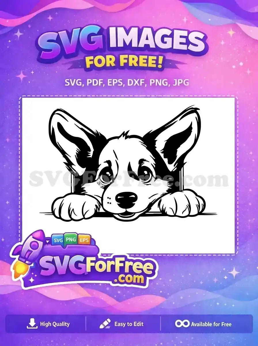 Free Cute Corgi Face Free Peeking Design Dog Free SVG