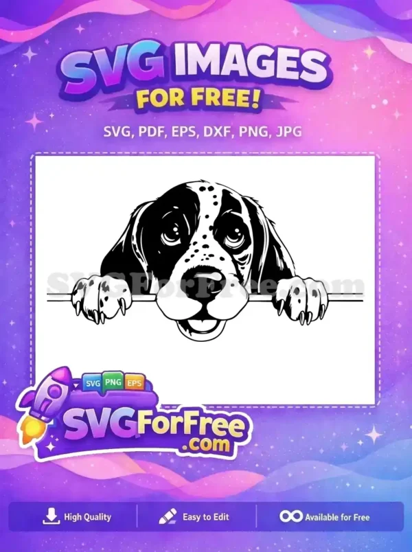Free Spotted Peeking Dog Free Black and White Pet Free SVG