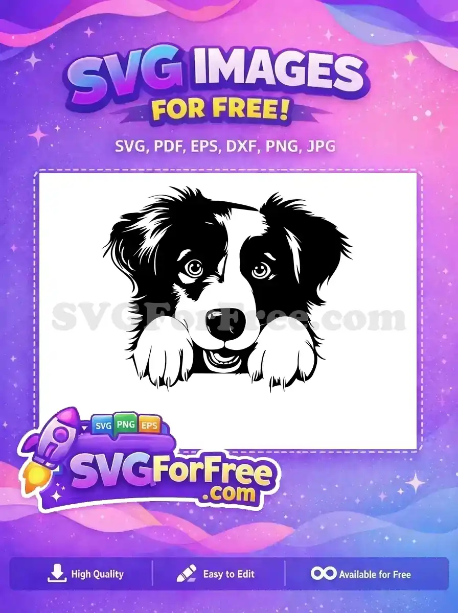 Free Peeking Puppy Free Border Collie Dog Peek Free SVG