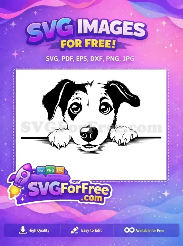 Free Peeking Border Collie Free Big Puppy Eyes Peeking Dog Free SVG
